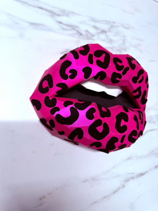 Hot Pink Leopard Print Paper Lips