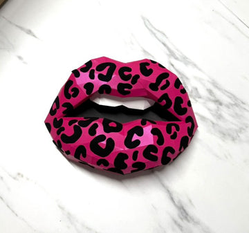 Hot Pink Leopard Print Paper Lips