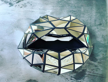 Mirror Mosaic inspired art  Wall Art for Home Office or Salon |  Fashion Lover | Gift for Makeup Artist - Pucker Up Lips and Accessories