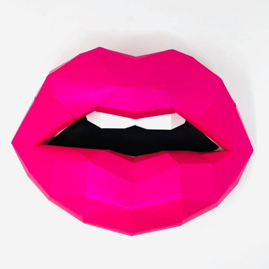 Paper Lips Hot Pink Wall Art for Home Office or Salon |  Fashion Lover | Gift for Makeup Artist - Pucker Up Lips and Accessories