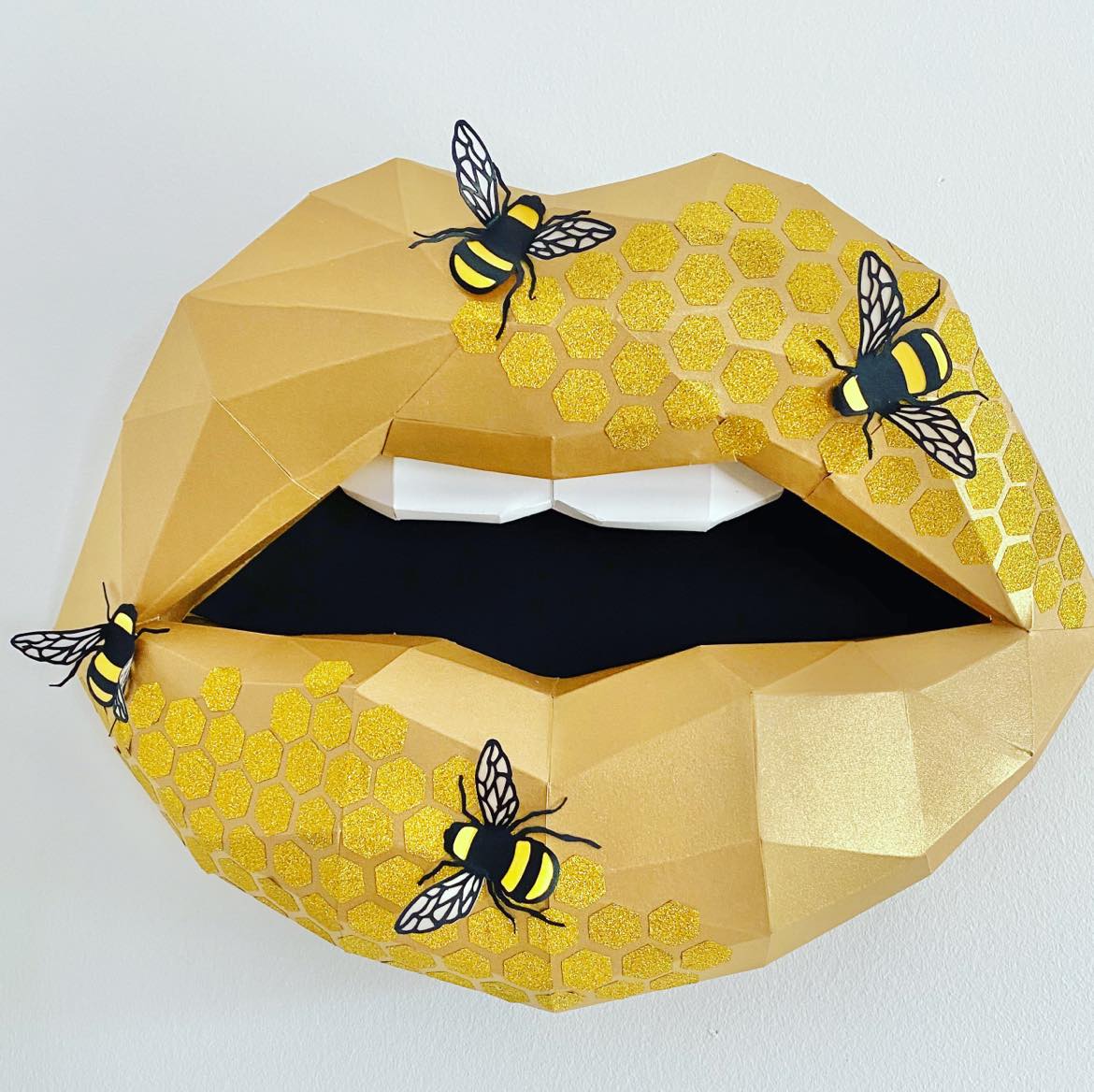 Paper Lips Bee Wall Art for Home Office or Salon
