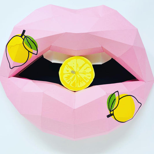 LEMON  inspired paper lips  Wall Art for Home Office or Salon |  Fashion Lover | Gift for Makeup Artist - Pucker Up Lips and Accessories