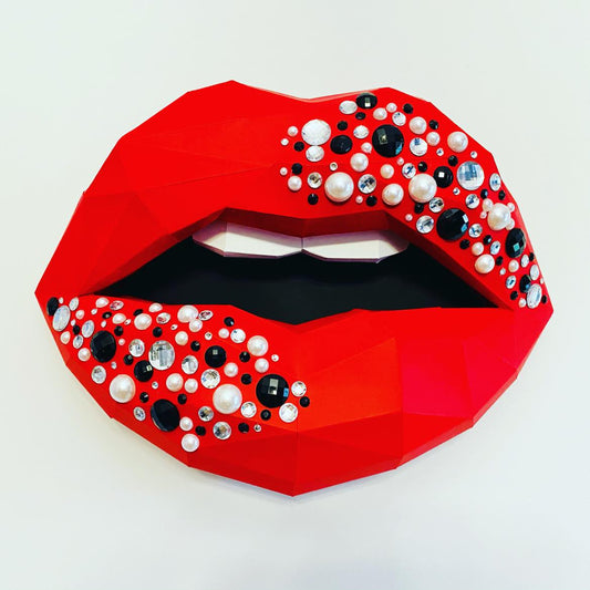 Crystals paper lips  Wall Art for Home Office or Salon |  Fashion Lover | Gift for Makeup Artist - Pucker Up Lips and Accessories