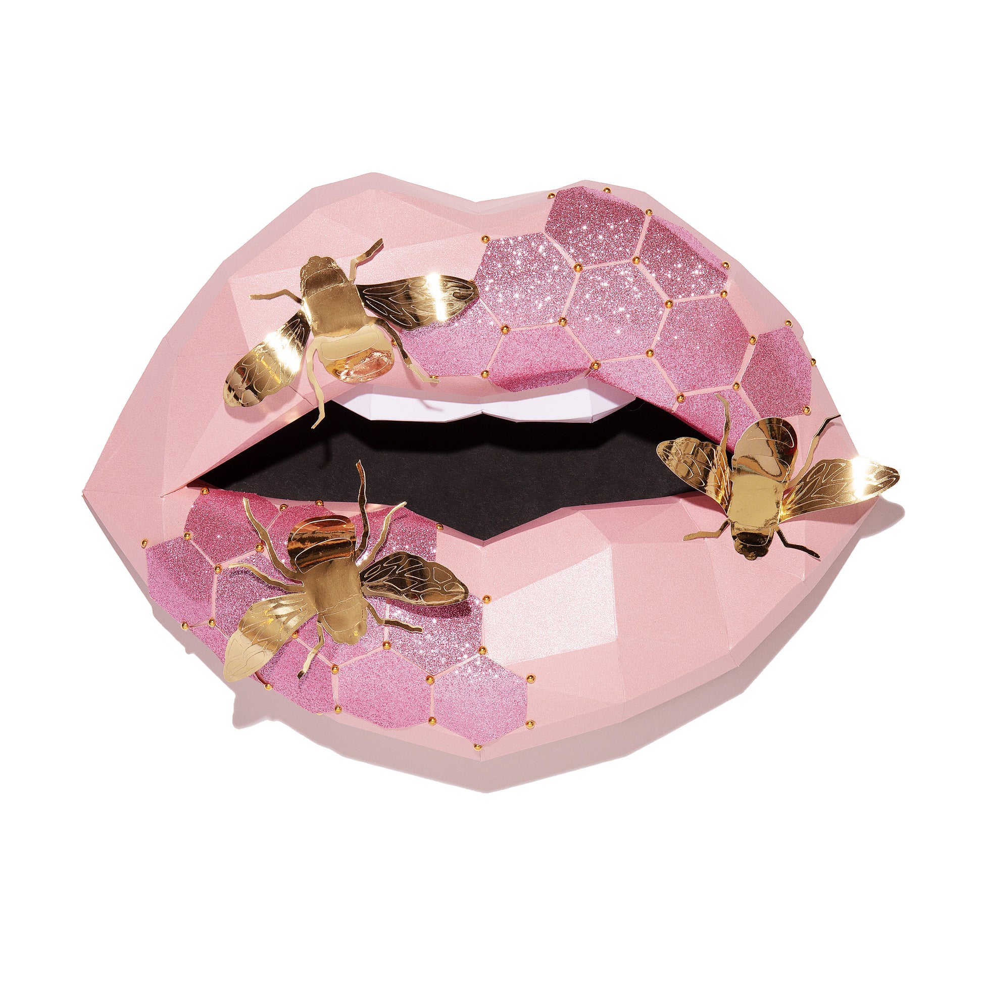 Lips bee hive inspired art  Wall Art for Home Office or Salon |  Fashion Lover | Gift for Makeup Artist - Pucker Up Lips and Accessories