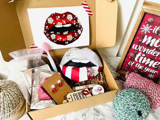 Holiday gift box set- Perfect for you or your lip lover friends - Pucker Up Lips and Accessories