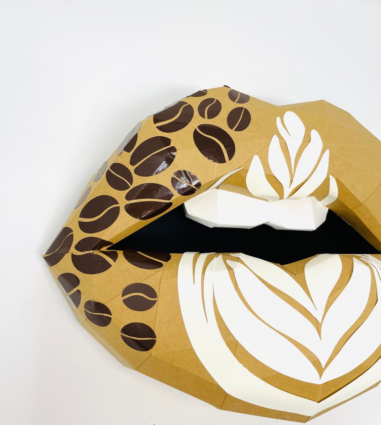 Latte inspired paper lip adorn with coffee beans - Pucker Up Lips and Accessories