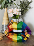 Rainbow glitter sitting Lip with butterflies Art for Home Office or Salon |  Fashion Lover | Gift for Makeup Artist - Pucker Up Lips and Accessories