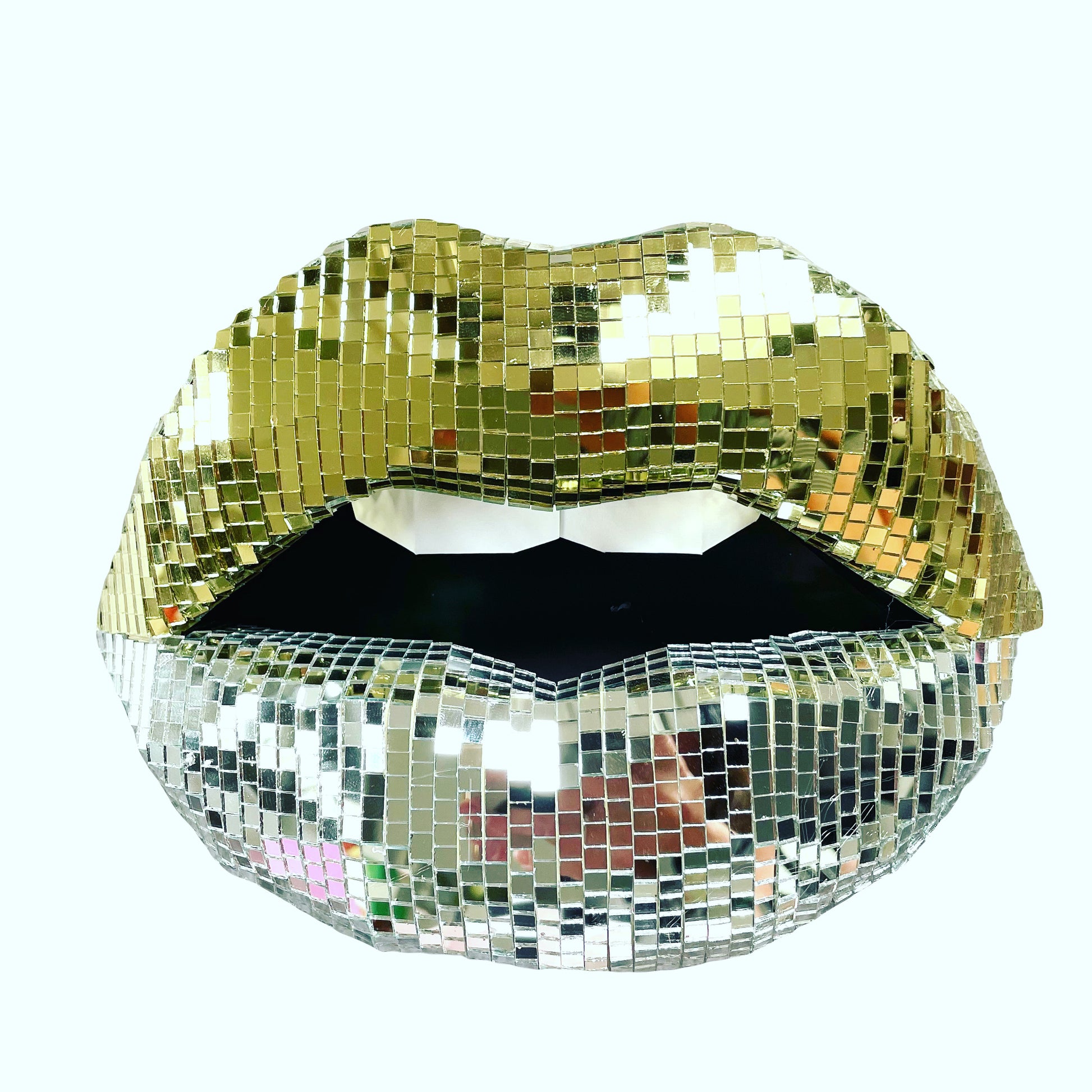 Gold and Silver Mirror tiled lip art-DISCO LIPS - Pucker Up Lips and Accessories