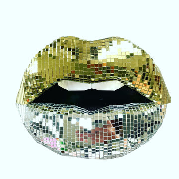 Gold and Silver Mirror tiled lip art-DISCO LIPS - Pucker Up Lips and Accessories