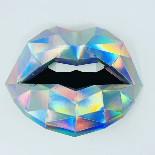 Paper Lips Holographic Wall Art for Home Office or Salon |  Fashion Lover | Gift for Makeup Artist - Pucker Up Lips and Accessories