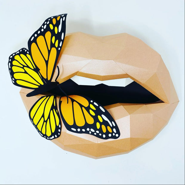 Paper Lips butterfly  Wall Art for Home Office or Salon |  Monarch butterfly Lover | Gift for Makeup Artist
