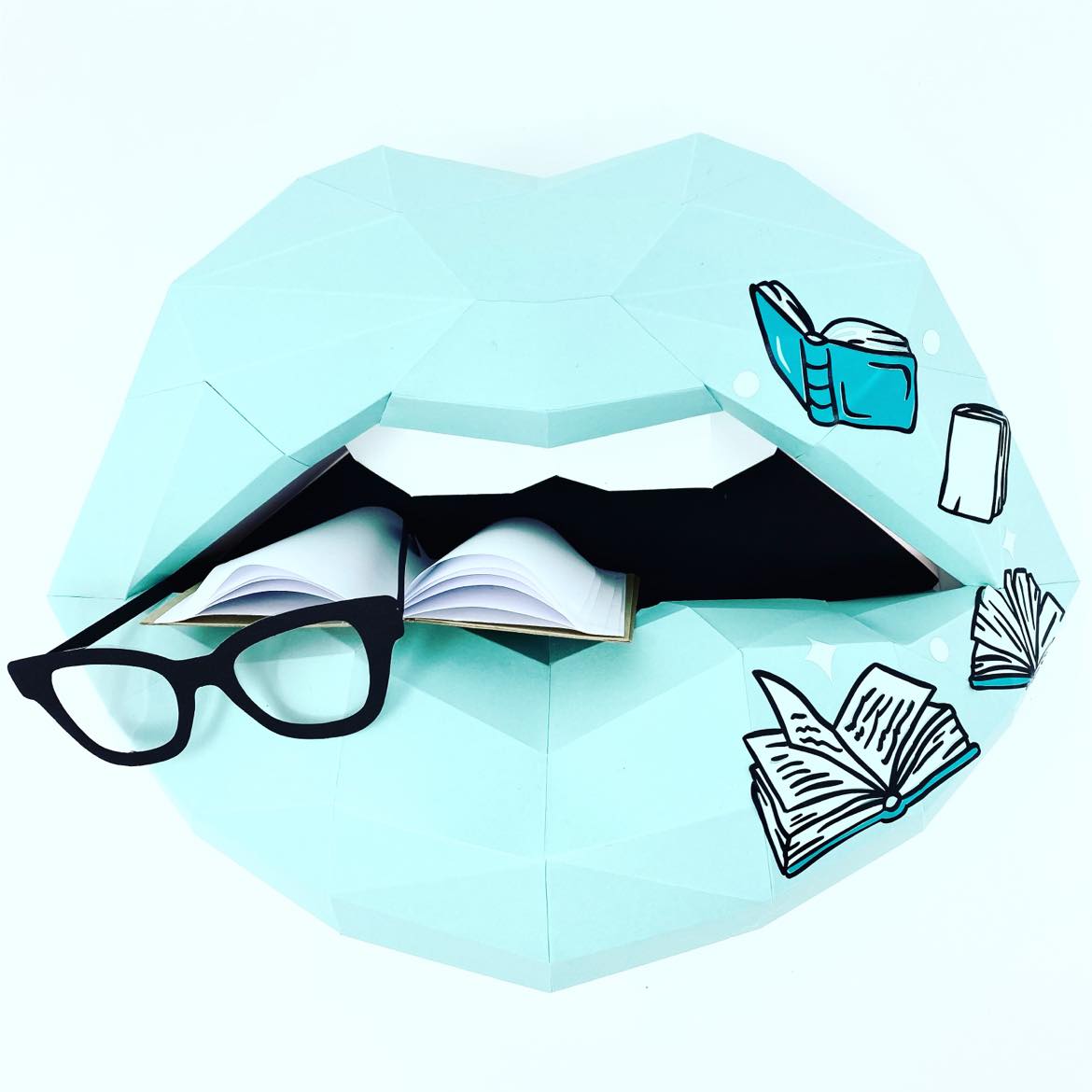 Paper Lips Book or library inspired  Wall Art for Home Office or Salon |  Fashion Lover | Gift for Makeup Artist - Pucker Up Lips and Accessories