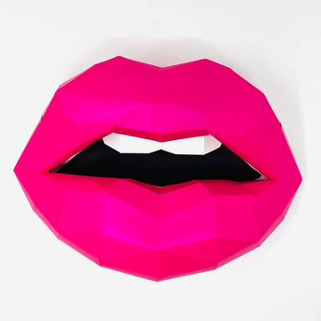 Paper Lips Hot Pink Wall Art for Home Office or Salon |  Fashion Lover | Gift for Makeup Artist - Pucker Up Lips and Accessories
