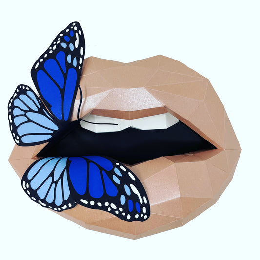 Paper Lips butterfly  Wall Art for Home Office or Salon |  Monarch butterfly Lover | Gift for Makeup Artist - Pucker Up Lips and Accessories