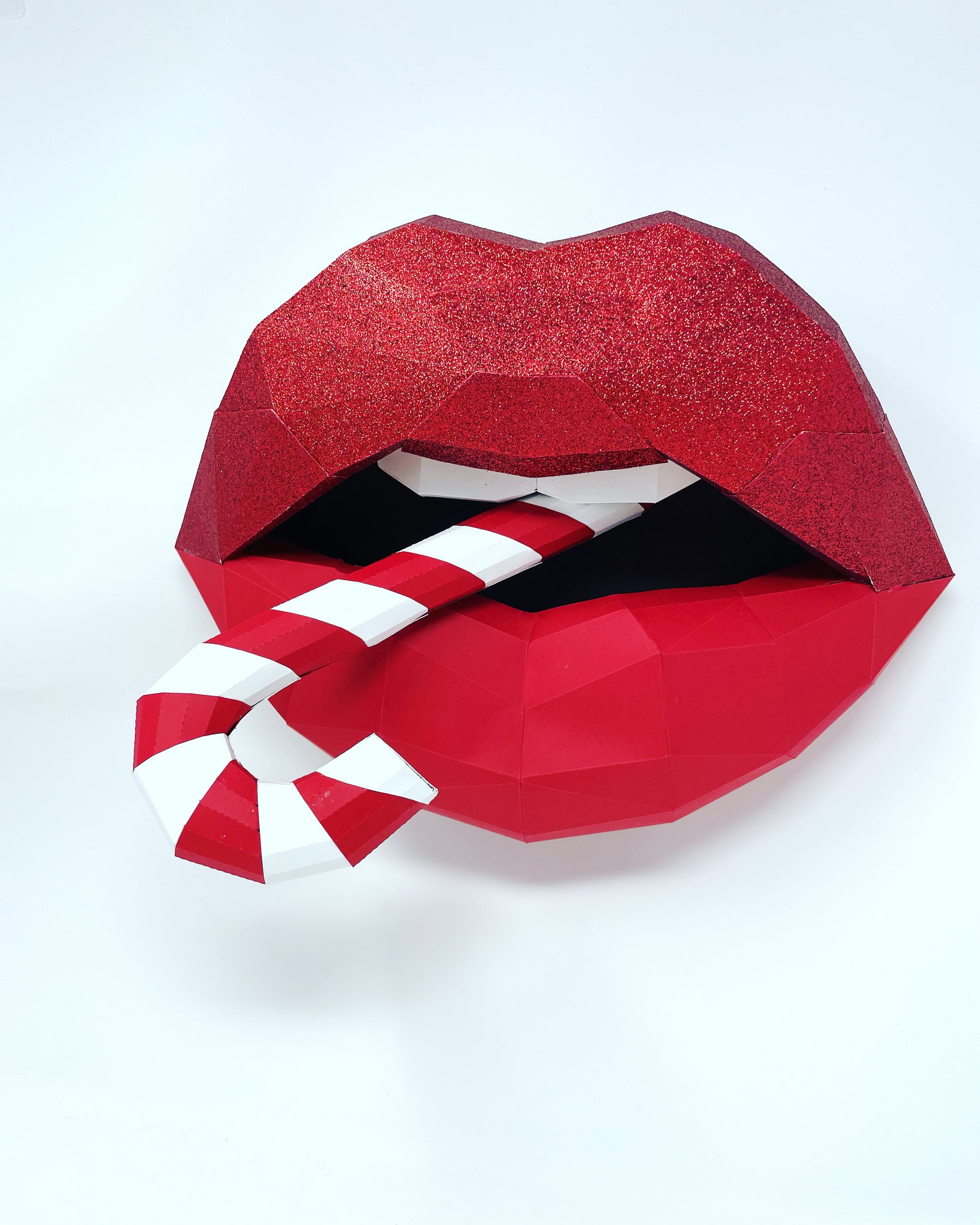 Candy Cane Christmas inspired paper lips  Wall Art for Home Office or Salon |  Fashion Lover | Gift for Makeup Artist - Pucker Up Lips and Accessories