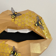 Paper Lips Bee Wall Art for Home Office or Salon |Yellow and Gold Honey Comb Lippies | Gift for Makeup Artist