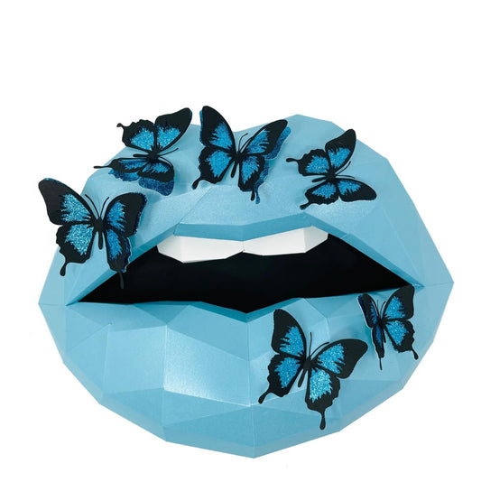 Paper Lips Butterfly away Wall Art for Home Office or Salon |  Fashion Lover | Gift for Makeup Artist - Pucker Up Lips and Accessories