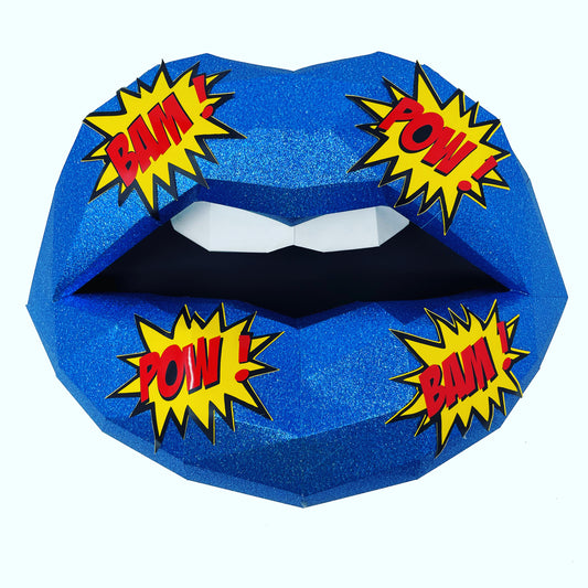 BAM POW  inspired paper lips  Wall Art for Home Office or Salon |  Fashion Lover | Gift for Makeup Artist - Pucker Up Lips and Accessories