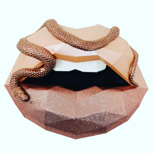 Rose gold and snake paper lips  Wall Art for Home Office or Salon |  Fashion Lover | Gift for Makeup Artist - Pucker Up Lips and Accessories