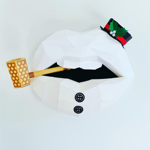 Paper Lips Frosty the snowman Wall Art for Home Office or Salon | Snowman Lippies | Gift for Fashion Blogger
