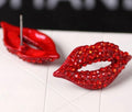 Fashion High Quality Big Brand Classic Luxurious Elegant Sexy Women Red Lip Rhinestone Earrings - Pucker Up Lips and Accessories