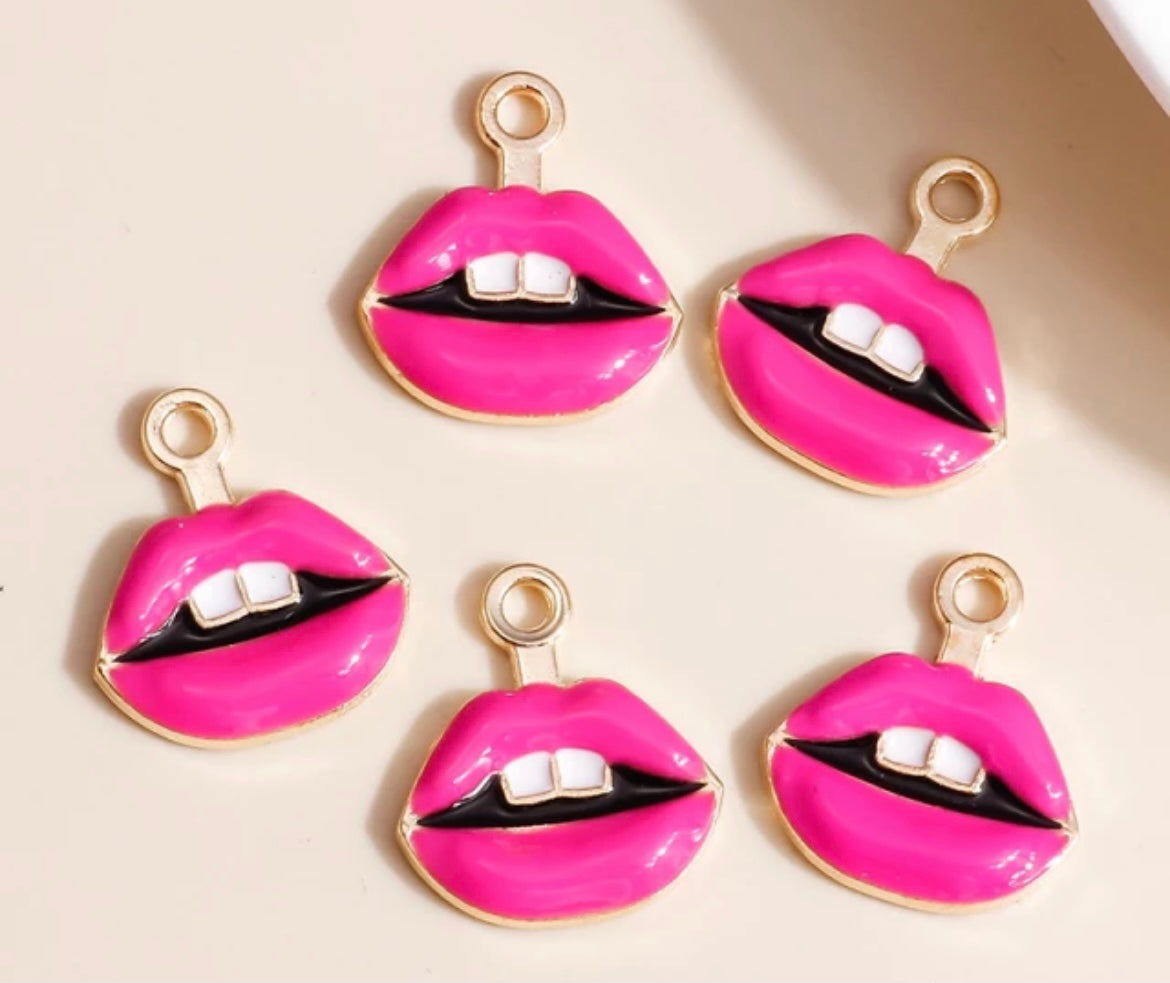 Faux Pearl Decor Lip Earrings - Pucker Up Lips and Accessories