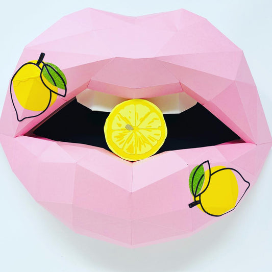 LEMON  inspired paper lips  Wall Art for Home Office or Salon |  Fashion Lover | Gift for Makeup Artist - Pucker Up Lips and Accessories