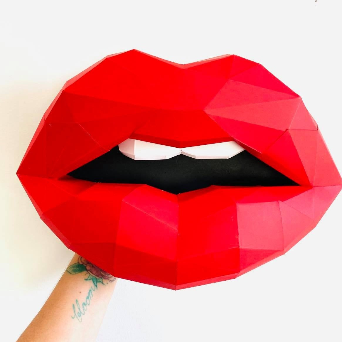 Paper Lips Red Matte Wall Art for Home Office or Salon | Simple and modern Lippies | Puckered Kissing Gift for Minimal Fashion Lover - Pucker Up Lips and Accessories