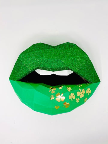 St Patrick's Day inspired paper lips  Wall Art for Home Office or Salon |  Fashion Lover | Gift for Makeup Artist - Pucker Up Lips and Accessories