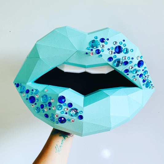 Crystals paper lips  Wall Art for Home Office or Salon |  Fashion Lover | Gift for Makeup Artist - Pucker Up Lips and Accessories