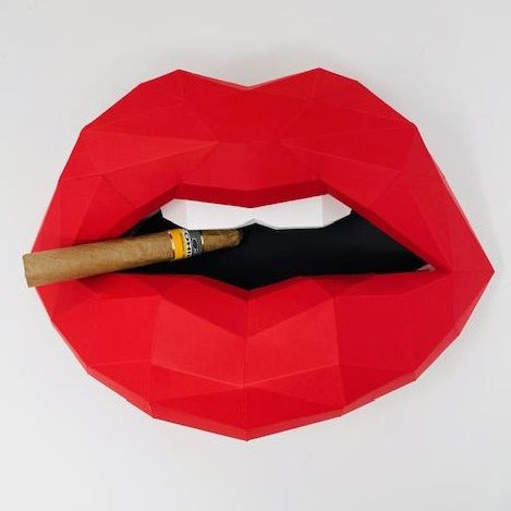 Paper Lips Cigar Wall Art for Home Office or Salon |  Fashion Lover | Gift for Makeup Artist - Pucker Up Lips and Accessories