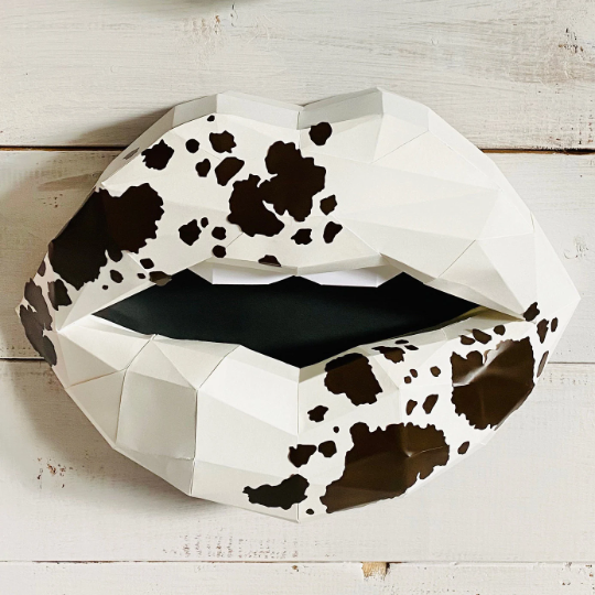 Cow print inspired paper lips  Wall Art for Home Office or Salon |  Fashion Lover | Gift for Makeup Artist