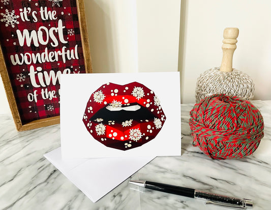 Greeting card- stunning blank greeting card adorn with our favorite paper lip - Pucker Up Lips and Accessories