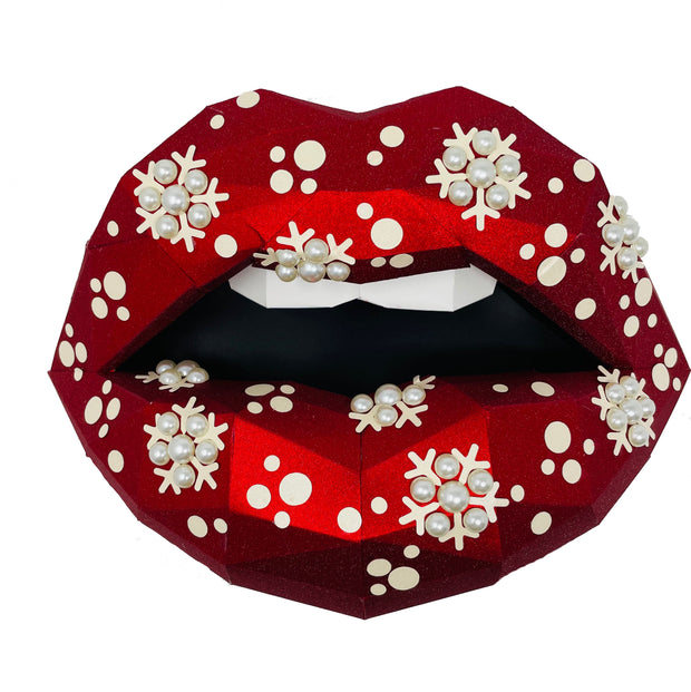 Snow Flake Kisses paper lips  Wall Art for Home Office or Salon |  Fashion Lover | Gift for Makeup Artist