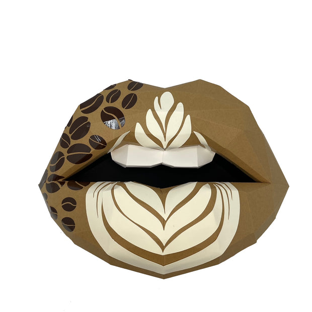 Latte inspired paper lip adorn with coffee beans