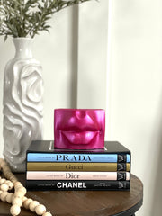 Pout Lip cement vessel with hand poured soy candle