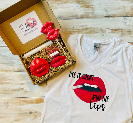 Valentines day Gift box - Pucker Up Lips and Accessories